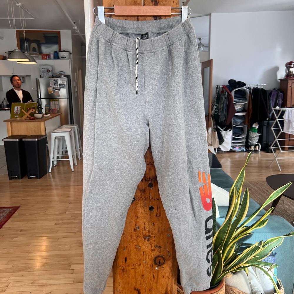 Aries x New Balance Gray Sweatpants with Red Logo